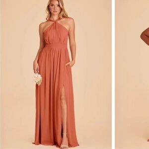 Birdy Grey Halter Kiko Dress Chiffon Terracotta NEW Plus Size 2X